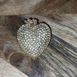 Vintage Hattie Carnegie Gold Plated Heart Brooch With Rhinestones